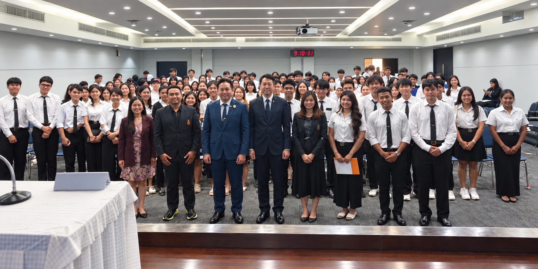ภาพหมู่กับคณาจารย์และนักศึกษาหลังการบรรยาย